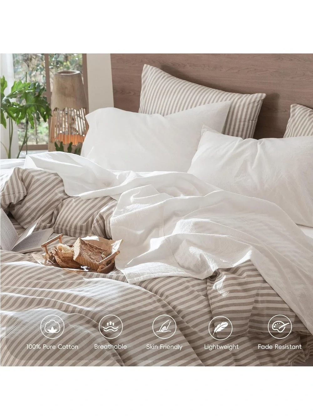 NEW MooMee Sheet Set 100% Washed Cotton Linen-Like Extra Deep Pocket King